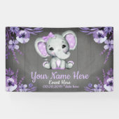 Elephant Girl Paars Bow Backdrop Banner Floral (Horizontaal)