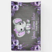 Elephant Girl Paars Bow Backdrop Banner Floral (Verticaal)