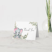Elephant Girl Pink Baby shower Bedankkaart (Voorkant)