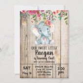 Elephant girl-uitnodiging, wit hout. kaart (Voorkant)