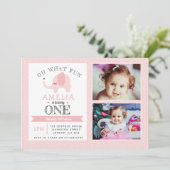 Elephant Girls 1e verjaardag Uitnodiging (Staand voorkant)