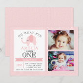 Elephant Girls 1e verjaardag Uitnodiging (Voorkant / Achterkant)