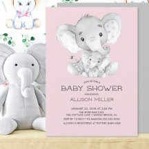 Elephant Girls baby shower Invitation