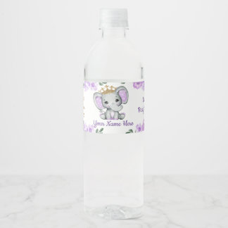 Elephant Gold Crown Water Label Floral Waterfles Etiket