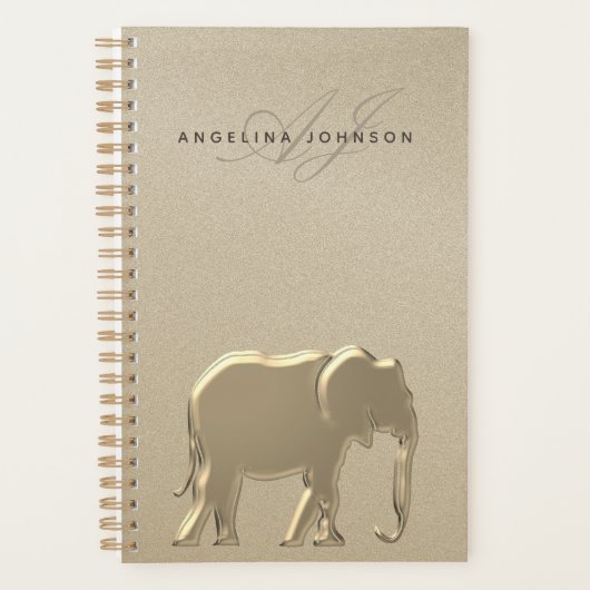 Elephant Gold Elegant Monogrammed Planner (Voorkant)