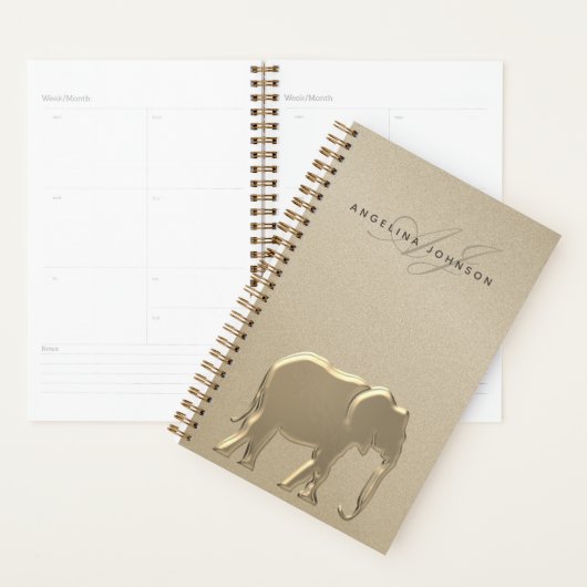 Elephant Gold Elegant Monogrammed Planner (Display)