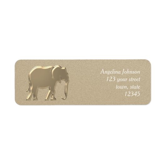 Elephant Gold Foil , Elegant Return Address Etiket (Voorkant)
