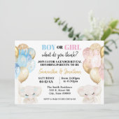 Elephant Gold glitter Balloons gender Kaart (Staand voorkant)