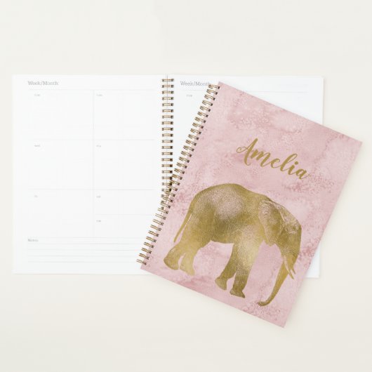 Elephant Gold Pink Suede Planner (Display)