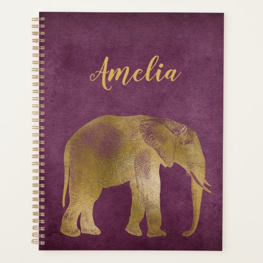 Elephant Gold Violet Suede Planner (Voorkant)