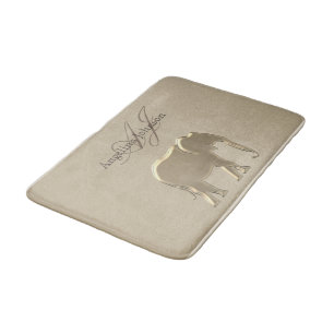 Elephant Golden Elegant Sandstone Monogram Classy Badmat