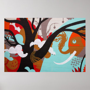 Elephant Graffiti Poster