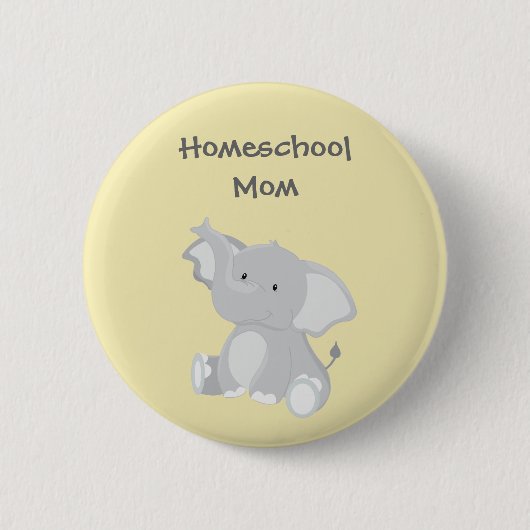 Elephant graphic Homeschool Mam Ronde Button 5,7 Cm (Voorkant)