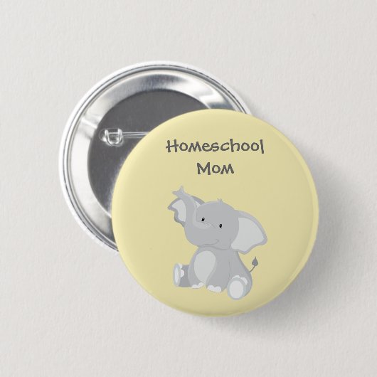 Elephant graphic Homeschool Mam Ronde Button 5,7 Cm (Voorkant /achterkant)