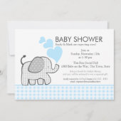 Elephant Gray Gingham-Baby shower Kaart (Voorkant)