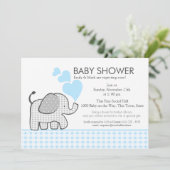 Elephant Gray Gingham-Baby shower Kaart (Staand voorkant)