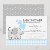 Elephant Gray Gingham-Baby shower Kaart (Voorkant / Achterkant)