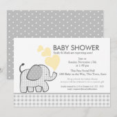 Elephant Gray Gingham-Baby shower Kaart (Voorkant / Achterkant)