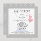 Elephant Gray Gingham-Baby shower Kaart (Voorkant / Achterkant)