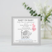 Elephant Gray Gingham-Baby shower Kaart (Staand voorkant)