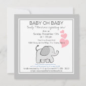 Elephant Gray Gingham-Baby shower Kaart (Voorkant)