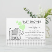 Elephant Gray Gingham-Baby shower Kaart (Staand voorkant)