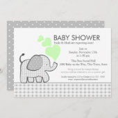 Elephant Gray Gingham-Baby shower Kaart (Voorkant / Achterkant)