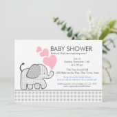 Elephant Gray Gingham-Baby shower Kaart (Staand voorkant)