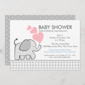 Elephant Gray Gingham-Baby shower Kaart (Voorkant / Achterkant)