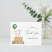 Elephant Green Baby shower per post dank u Briefkaart (Staand voorkant)