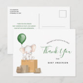 Elephant Green Baby shower per post dank u Briefkaart (Voorkant / Achterkant)