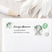 Elephant Green Balloon Baby shower Adres Etiket (Insitu)