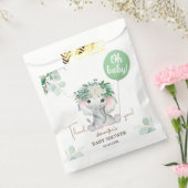 Elephant Green Balloon Gender Neutral Baby Shower Bedankzakje (Gezegeld)