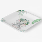 Elephant Green Balloon Gender Neutral Baby Shower Papieren Bordje (Gebogen)