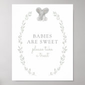 Elephant Greenery Baby shower Baby's zijn zoet Poster (Voorkant)