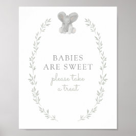 Elephant Greenery Baby shower Baby's zijn zoet Poster