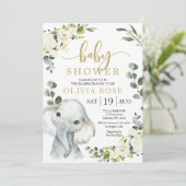 Elephant Greenery Baby shower Invite