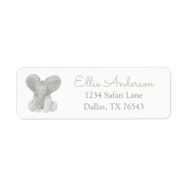 Elephant Greenery Baby shower Return Address Etiket