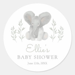 Elephant Greenery Baby shower Ronde Sticker