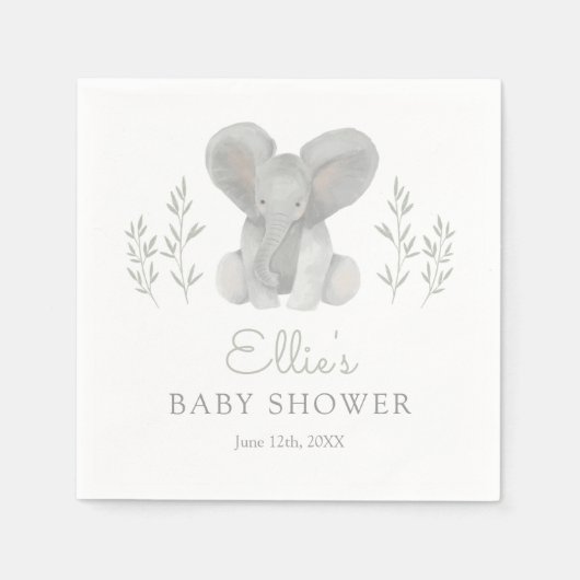 Elephant Greenery Baby shower Servet (Voorkant)