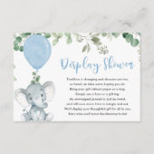 Elephant greenery blue ballondisplay douche informatiekaartje (Voorkant)