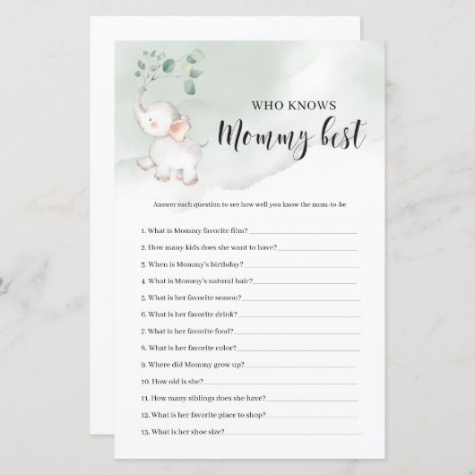 Elephant greenery, die het beste mama-spel kent (Voorkant / Achterkant)