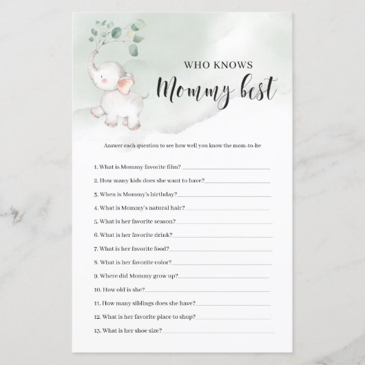 Elephant greenery, die het beste mama-spel kent (Voorkant)