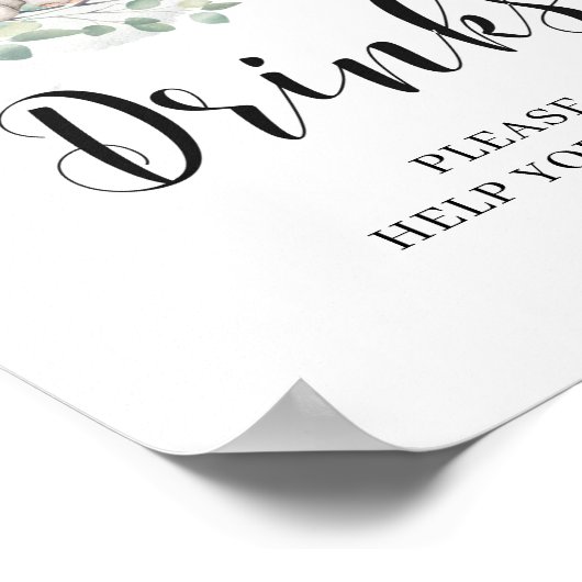 Elephant greenery eucalyptus blad drink sign poster (Hoek)