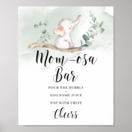 Elephant greenery eucalyptus momosa bar sign poster