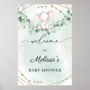 Elephant Greenery Foliage Baby shower Welkomstbord Poster