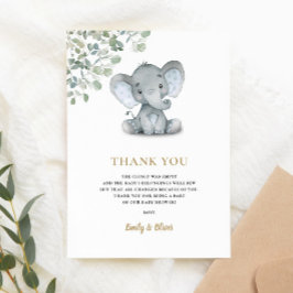 Elephant Greenery Gender Neutral Baby shower Bedankkaart