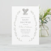 Elephant Greenery Gender Neutral Baby shower Kaart (Staand voorkant)