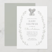 Elephant Greenery Gender Neutral Baby shower Kaart (Voorkant / Achterkant)