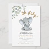 Elephant Greenery Gender Neutral Baby shower Kaart (Voorkant)